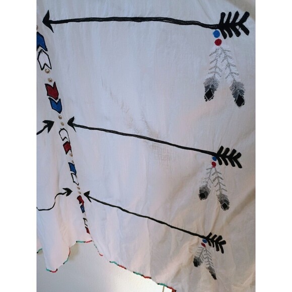 World Family Ibiza White Feather-Embroidered Beaded Tunic / Kaftan – Boho Dress - Picture 11 of 11